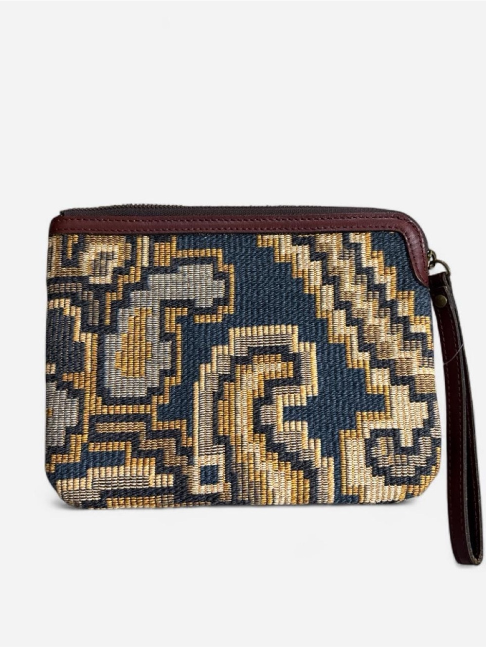 Patricia Nash Cassini Peruvian Tapestry Wristlet Clutch - Blue & Gold